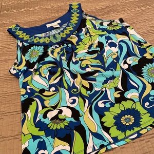 Pursuits Ltd, top, flower print, poly blend, L